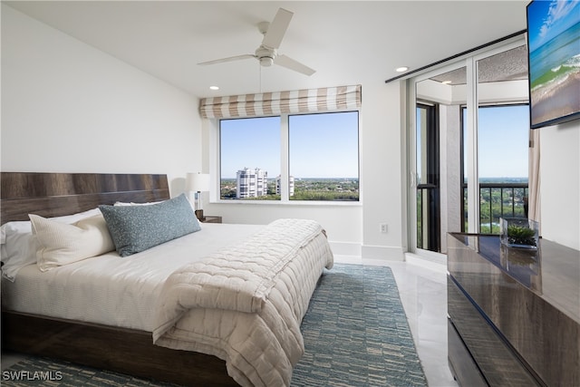 bedroom featuring ceiling fan