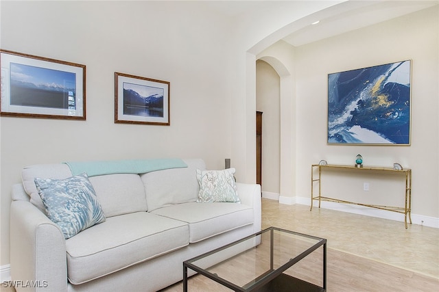 living room with wood-type flooring