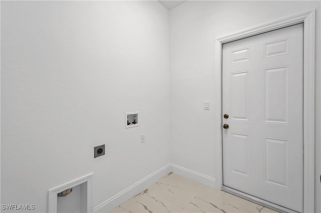 laundry room with hookup for an electric dryer and hookup for a washing machine