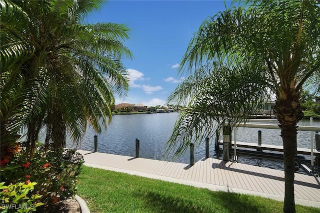 view of dock featuring a water view