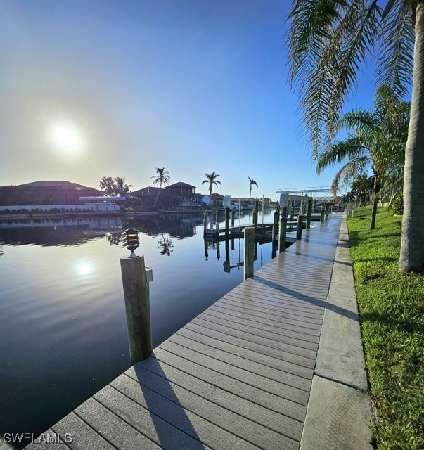 view of dock featuring a water view