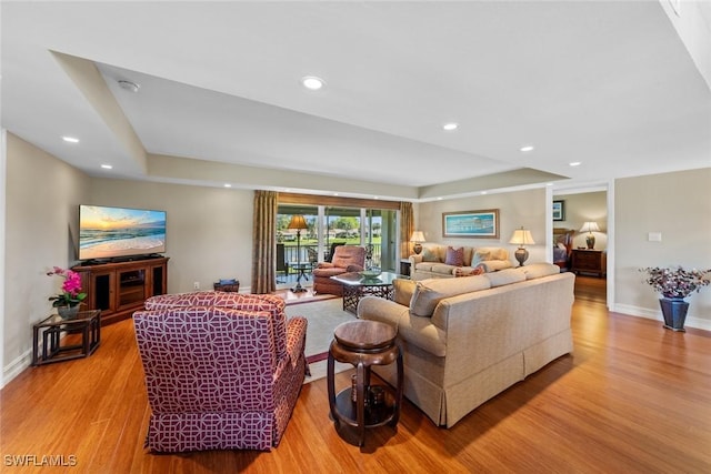 living room with light wood-type flooring