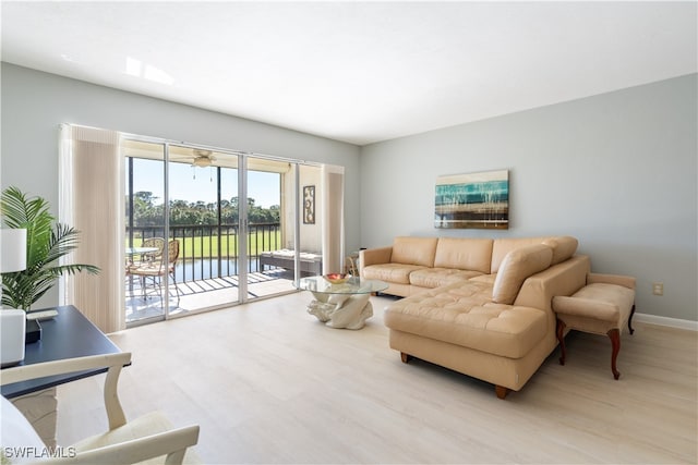 living room featuring light hardwood / wood-style flooring