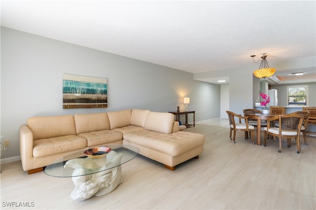 living room with light wood-type flooring