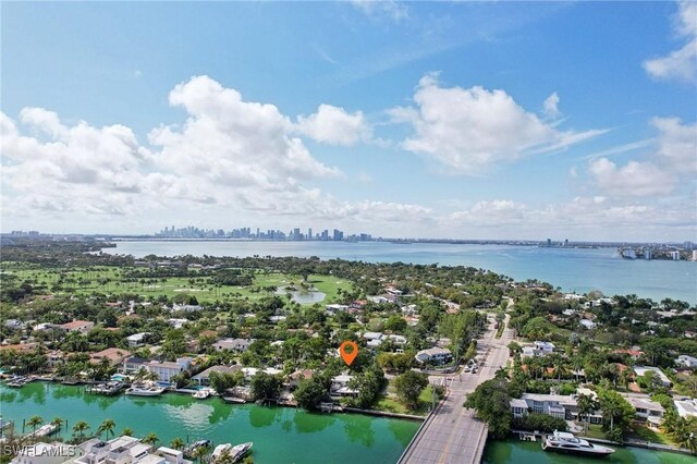 aerial view with a view of city and a water view