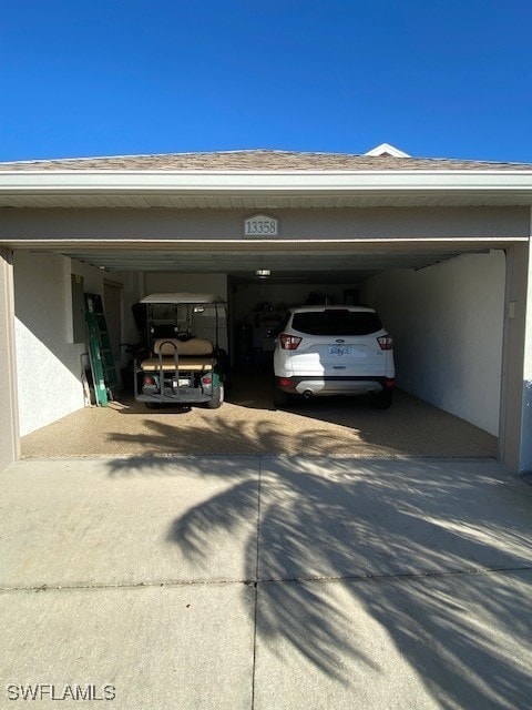 garage with electric panel