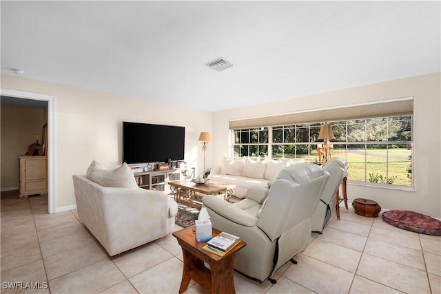 view of tiled living room