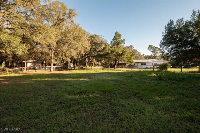 view of yard with a rural view