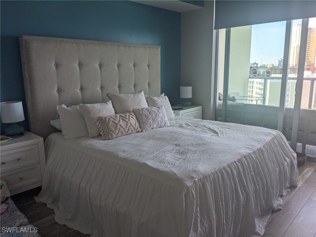 bedroom with light hardwood / wood-style flooring