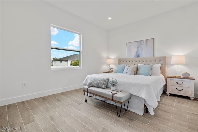 bedroom with light wood-type flooring