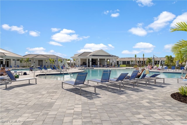 view of pool featuring a patio