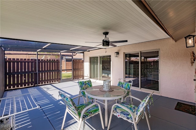 view of patio with ceiling fan