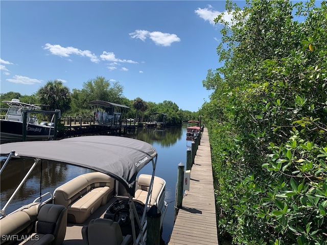 view of dock featuring a water view