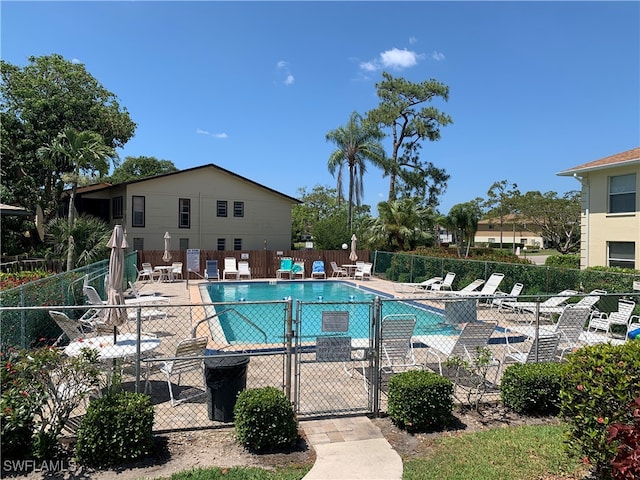 view of swimming pool with a patio area