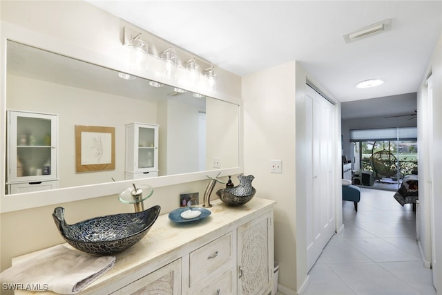 bathroom featuring vanity and tile patterned floors