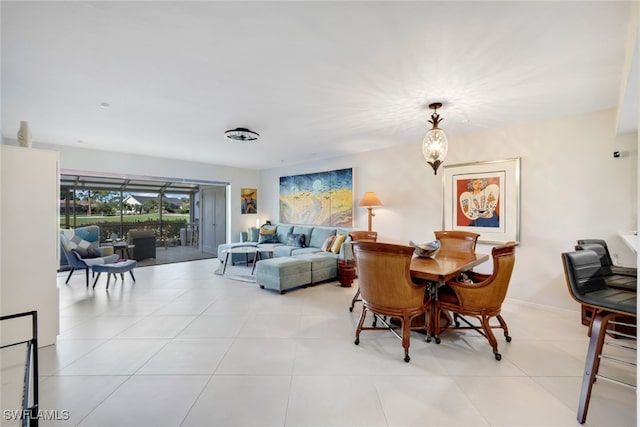 dining room with light tile patterned flooring