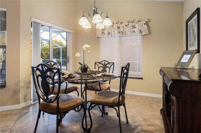 dining area with a chandelier