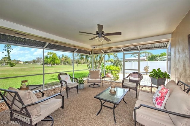1656 Saint Clair Ave E, North Fort Myers, FL 33903 - sunroom / solarium featuring an outdoor hangout area and a ceiling fan