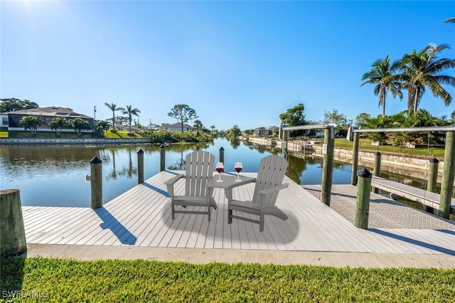 dock area featuring a water view