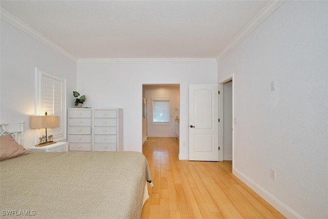 unfurnished bedroom featuring wood-type flooring and ornamental molding