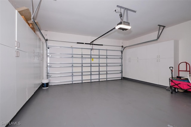 garage with a garage door opener