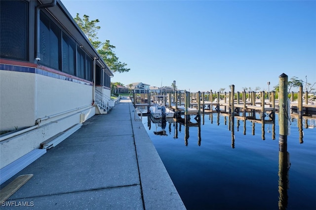 view of dock featuring a water view