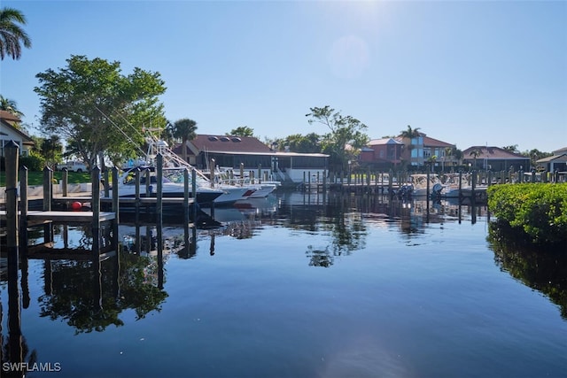 dock area featuring a water view