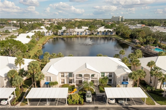 bird's eye view featuring a water view