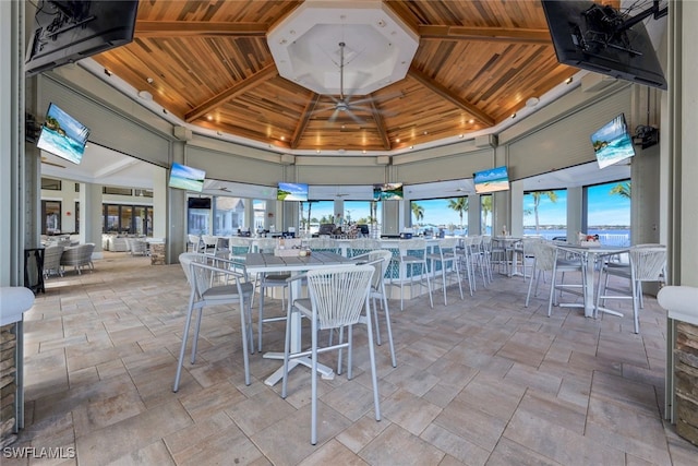 view of patio featuring a gazebo and ceiling fan