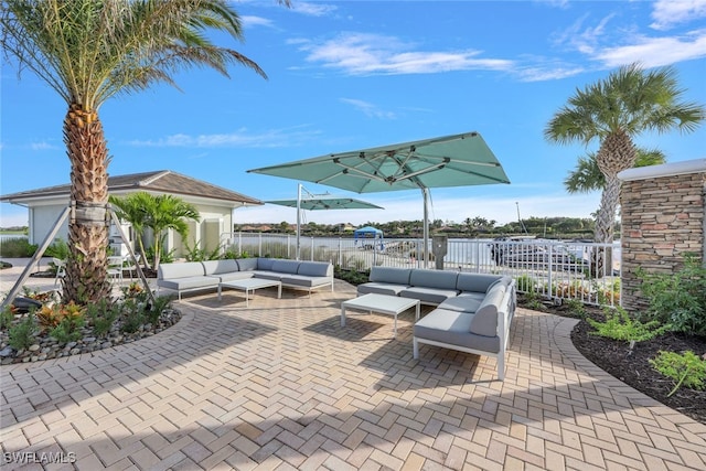 view of patio featuring an outdoor hangout area