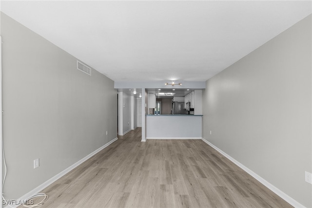 unfurnished living room featuring light hardwood / wood-style flooring