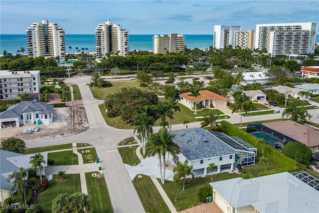 bird's eye view featuring a water view