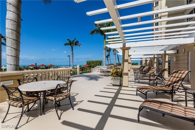 view of patio featuring a pergola