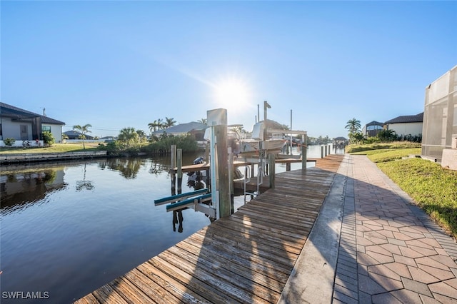 dock area featuring a water view