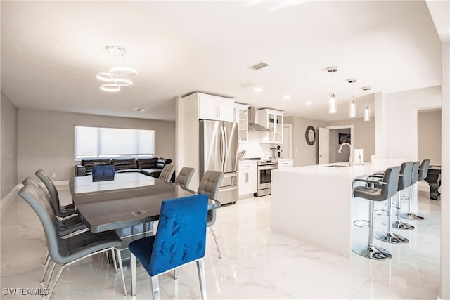 dining area with sink