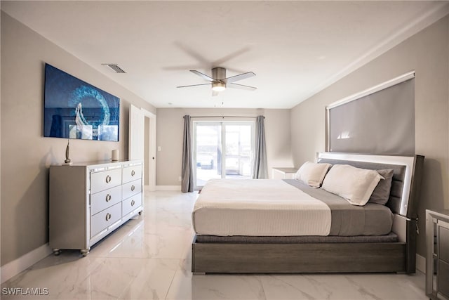 bedroom featuring ceiling fan