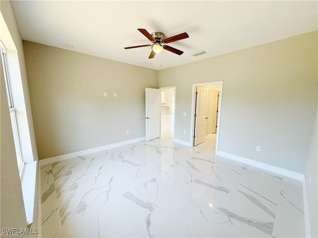 unfurnished bedroom with ceiling fan