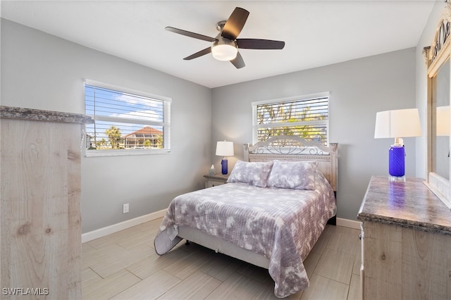 bedroom featuring ceiling fan