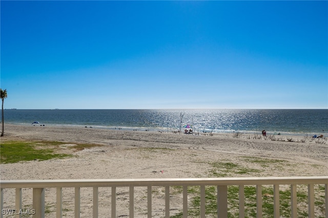 view of water feature with a view of the beach