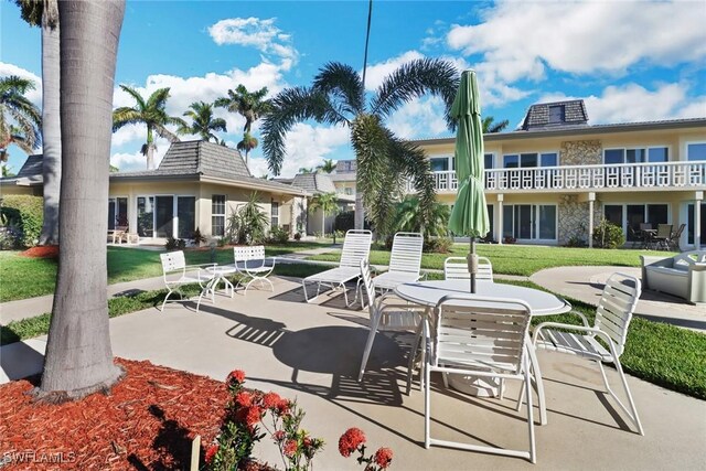 view of community featuring a patio