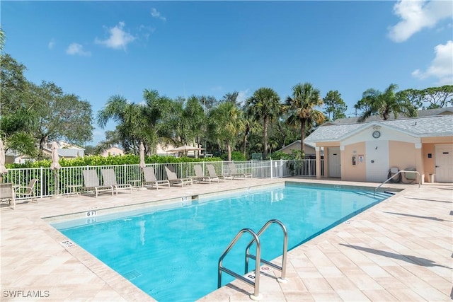 view of pool featuring a patio area