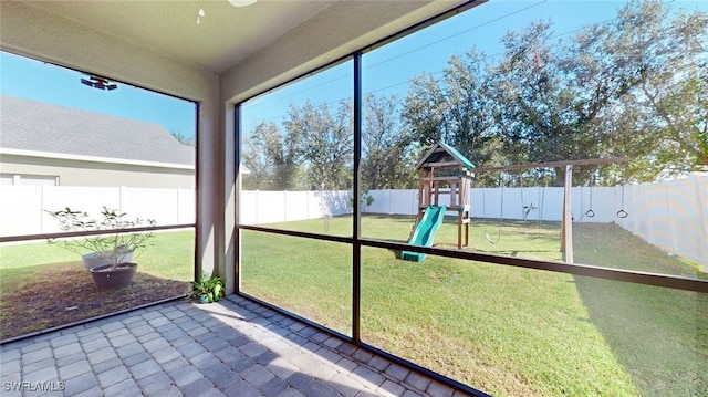 view of unfurnished sunroom