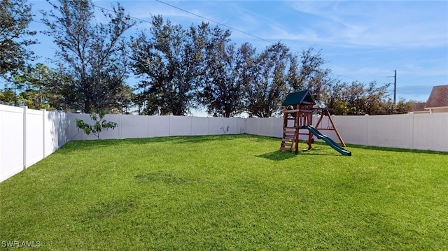 view of yard featuring a playground