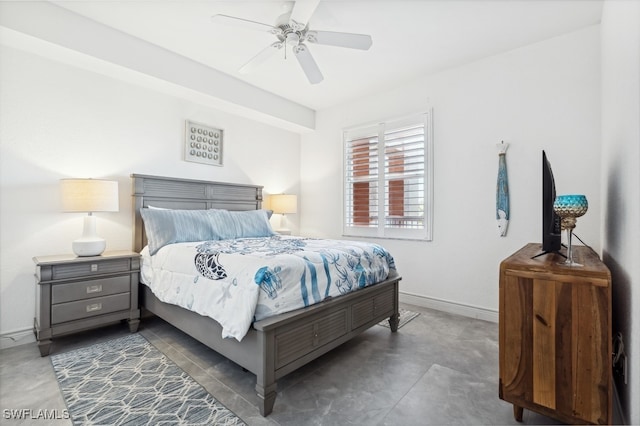 bedroom featuring ceiling fan