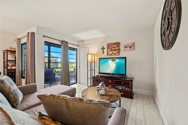 living room featuring light hardwood / wood-style flooring