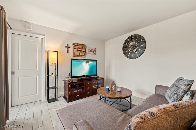 living room featuring light hardwood / wood-style flooring