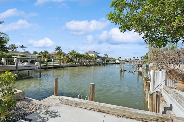 view of dock featuring a water view