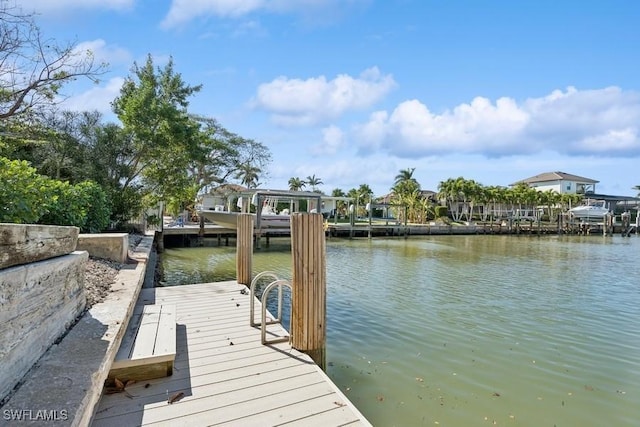 view of dock featuring a water view