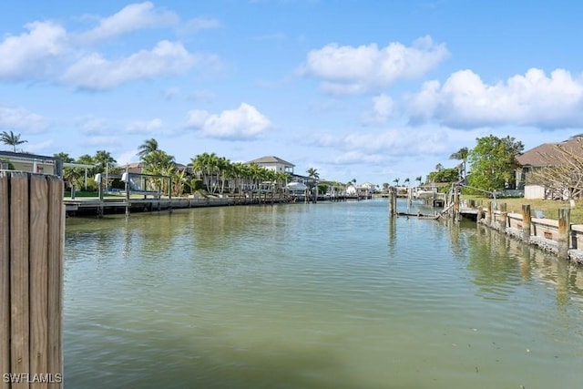 view of dock featuring a water view