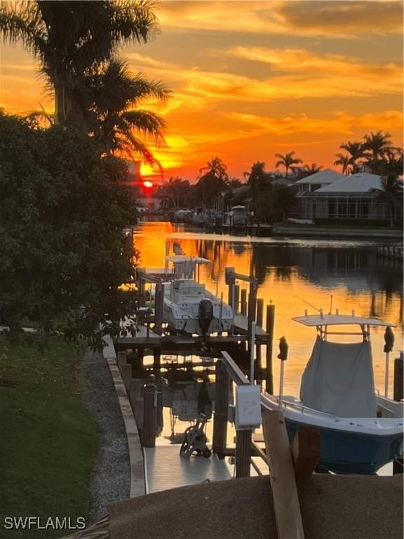 dock area featuring a water view